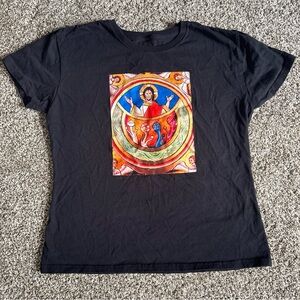 Black Graphic Tee Religious Art Psychedelic Jesus Trippy Spiritual Shirt Small